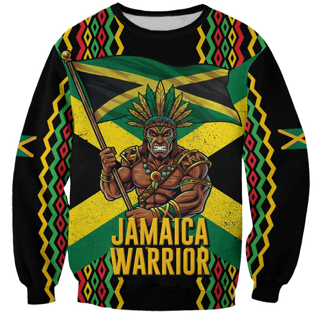 Jamaica Warrior Spirit Sweatshirt Tribal Fighter in Reggae Colors - Wonder Print Shop