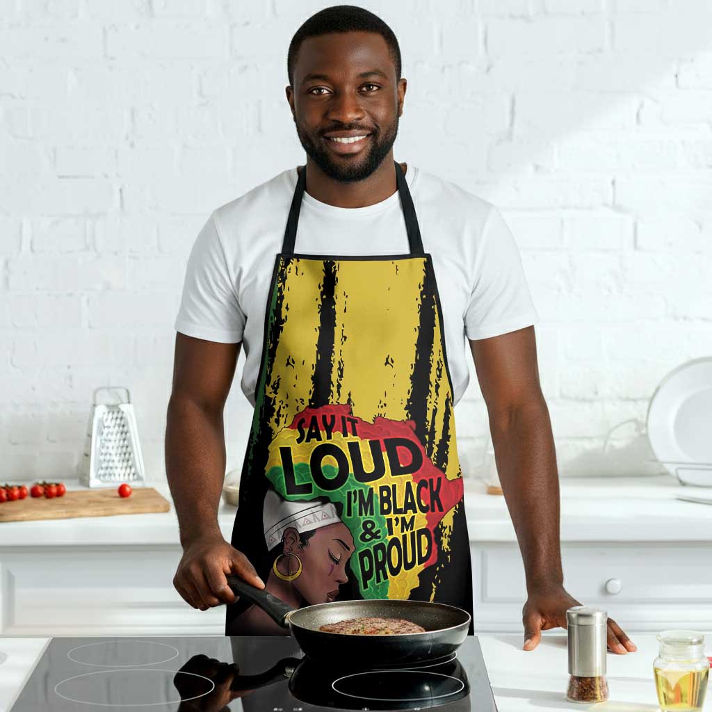 Black History Dreadlocks Map Apron Say It Loud I’m Black and I’m Proud - Wonder Print Shop