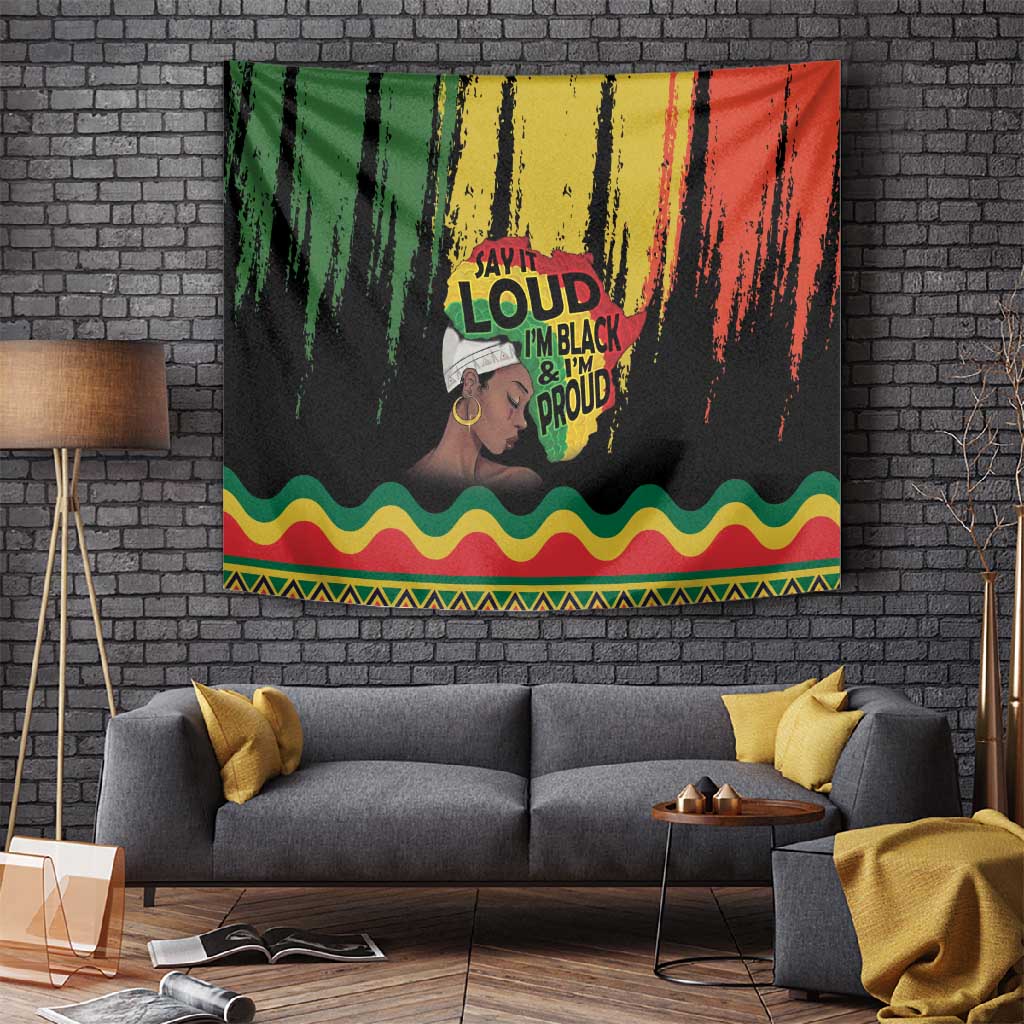 Black History Dreadlocks Map Tapestry Say It Loud I’m Black and I’m Proud - Wonder Print Shop