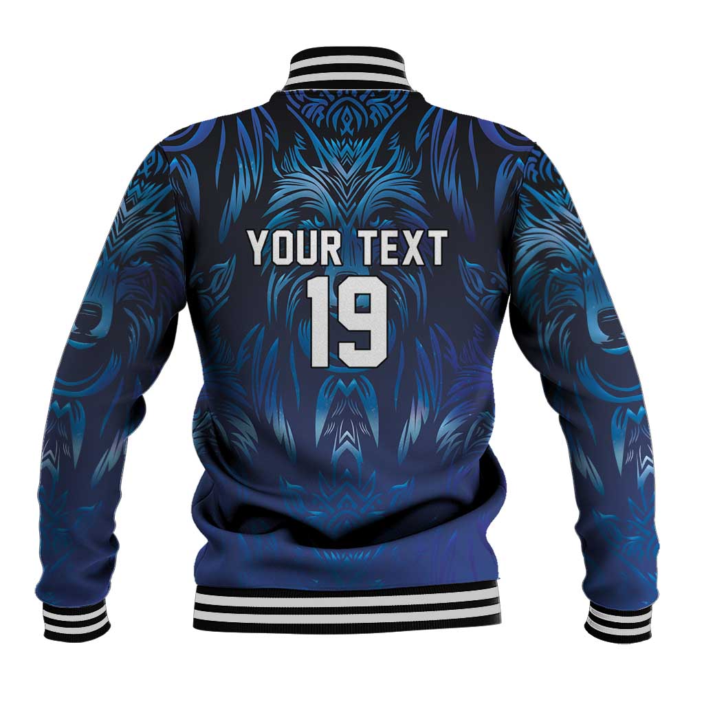 Custom Rugby Italy Baseball Jacket Azzurri Wolf Mascot Design