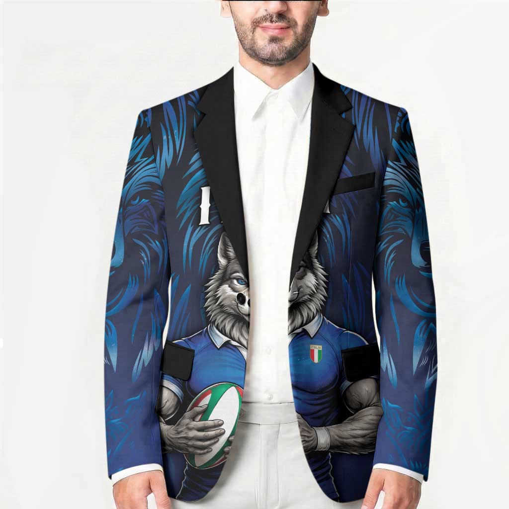 Custom Rugby Italy Blazer Azzurri Wolf Mascot Design