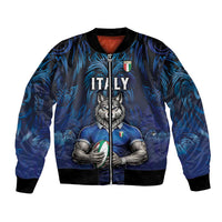 Custom Rugby Italy Bomber Jacket Azzurri Wolf Mascot Design