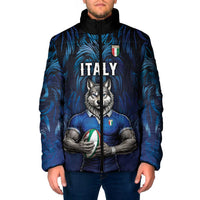 Custom Rugby Italy Padded Jacket Azzurri Wolf Mascot Design