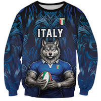 Custom Rugby Italy Sweatshirt Azzurri Wolf Mascot Design
