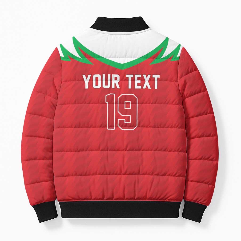 Custom Rugby Wales Bomber Puffer Jacket Y Ddraig Goch Mascot Design
