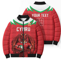 Custom Rugby Wales Bomber Puffer Jacket Y Ddraig Goch Mascot Design