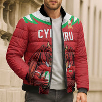 Custom Rugby Wales Bomber Puffer Jacket Y Ddraig Goch Mascot Design