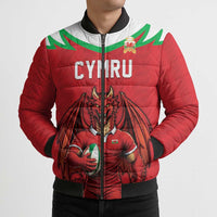 Custom Rugby Wales Bomber Puffer Jacket Y Ddraig Goch Mascot Design