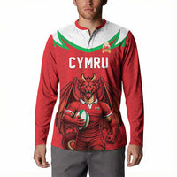 Custom Rugby Wales Button Sweatshirt Y Ddraig Goch Mascot Design