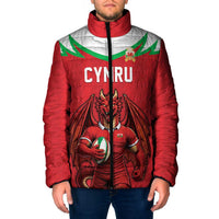 Custom Rugby Wales Padded Jacket Y Ddraig Goch Mascot Design