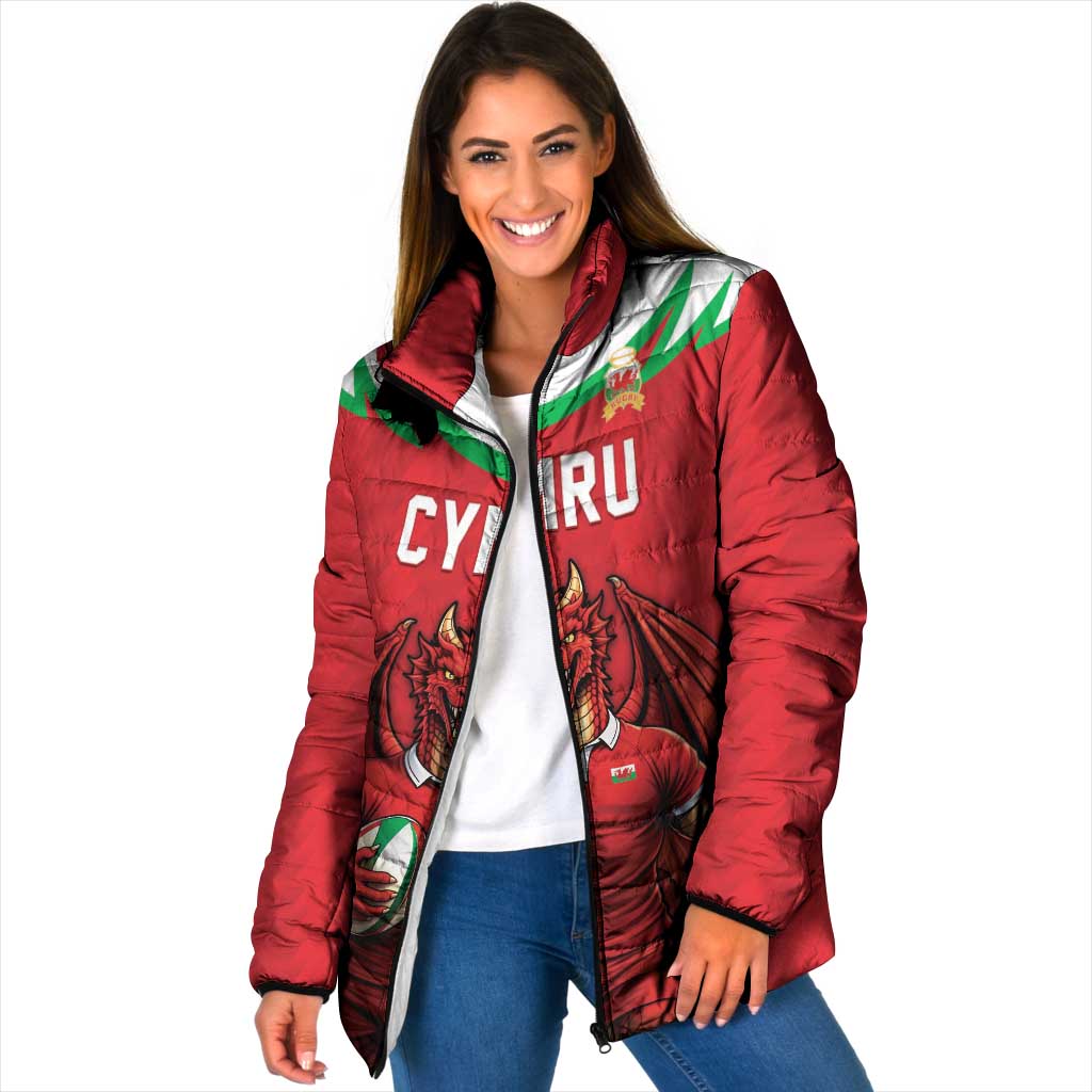 Custom Rugby Wales Padded Jacket Y Ddraig Goch Mascot Design