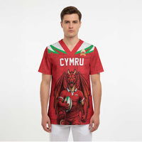 Custom Rugby Wales Scrub Top Y Ddraig Goch Mascot Design