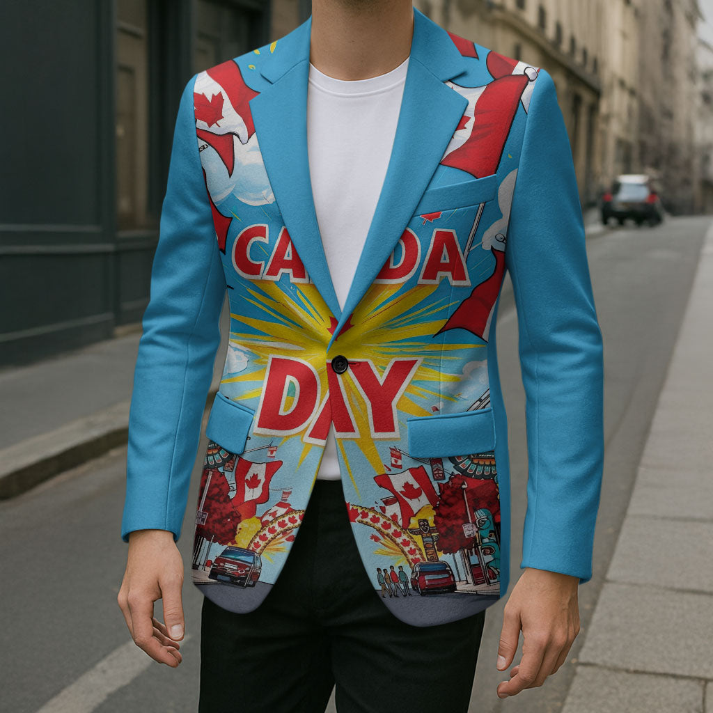 Happy Canada Day Blazer True North Strong Free Maple Leaf