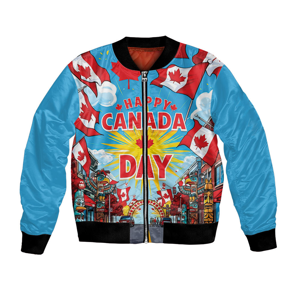 Happy Canada Day Bomber Jacket True North Strong Free Maple Leaf