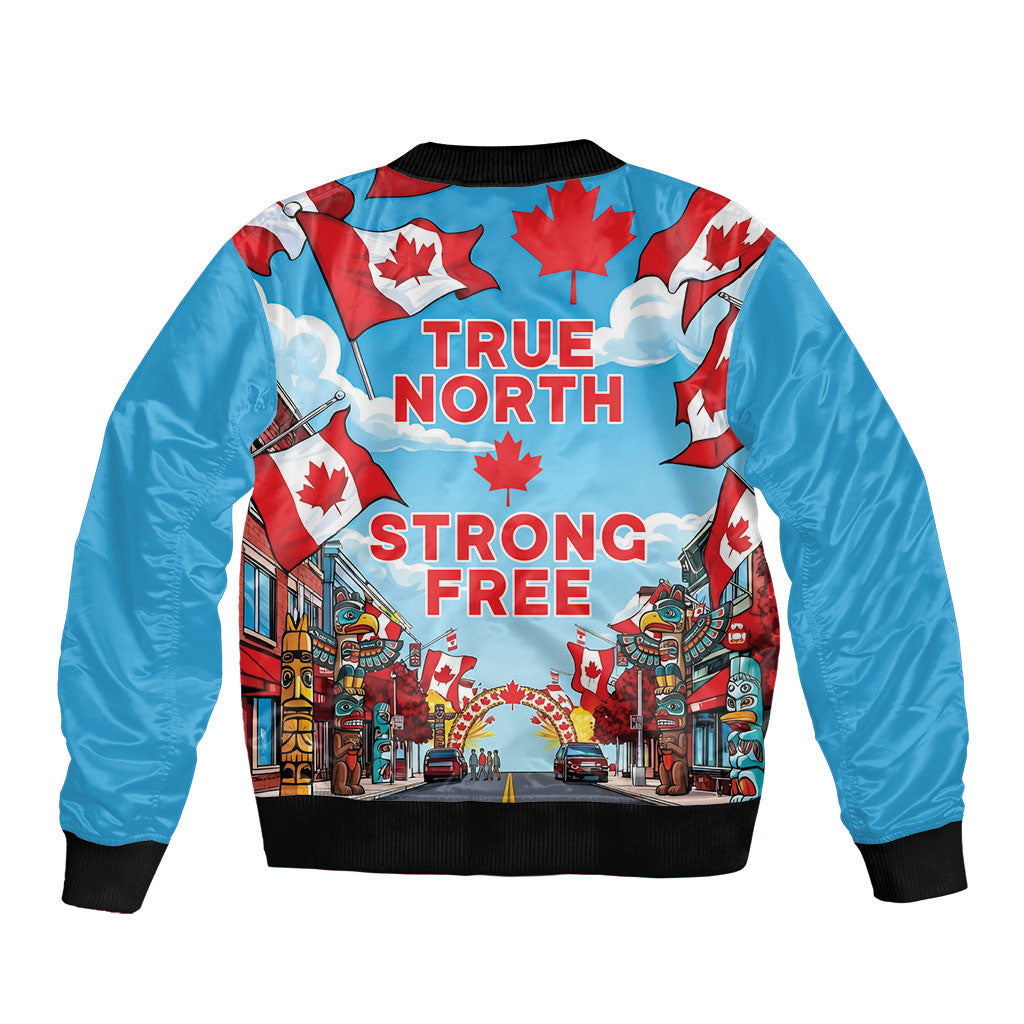 Happy Canada Day Bomber Jacket True North Strong Free Maple Leaf
