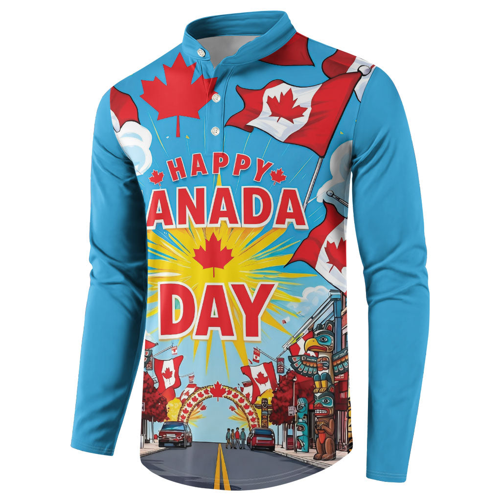 Happy Canada Day Button Sweatshirt True North Strong Free Maple Leaf