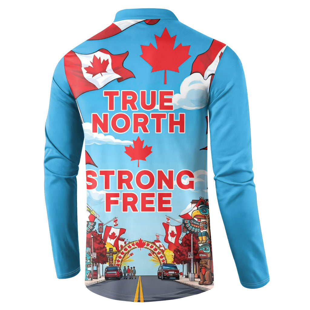 Happy Canada Day Button Sweatshirt True North Strong Free Maple Leaf