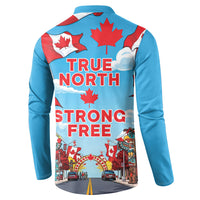 Happy Canada Day Button Sweatshirt True North Strong Free Maple Leaf