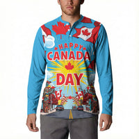 Happy Canada Day Button Sweatshirt True North Strong Free Maple Leaf