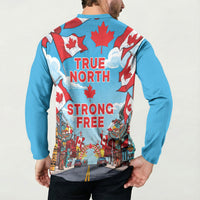Happy Canada Day Button Sweatshirt True North Strong Free Maple Leaf