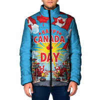 Happy Canada Day Padded Jacket True North Strong Free Maple Leaf