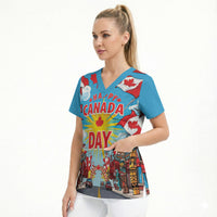 Happy Canada Day Scrub Top True North Strong Free Maple Leaf