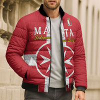 Personalized Malta Independence Day Bomber Puffer Jacket Maltese Cross Heritage Pride