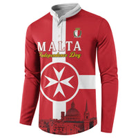 Personalized Malta Independence Day Button Sweatshirt Maltese Cross Heritage Pride