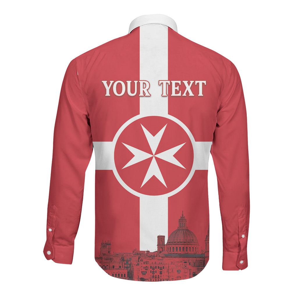 Personalized Malta Independence Day Long Sleeve Button Shirt Maltese Cross Heritage Pride