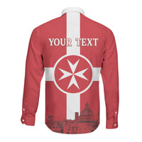 Personalized Malta Independence Day Long Sleeve Button Shirt Maltese Cross Heritage Pride