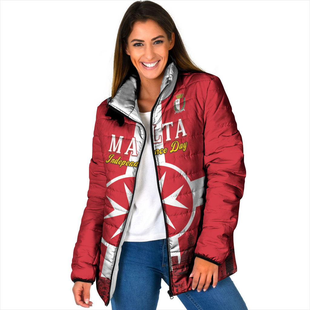 Personalized Malta Independence Day Padded Jacket Maltese Cross Heritage Pride