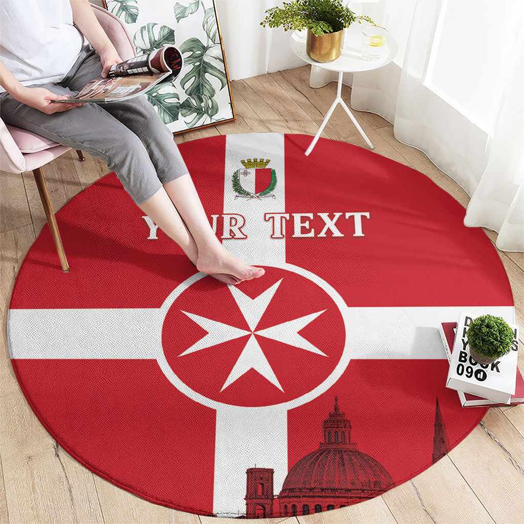 Personalized Malta Independence Day Round Carpet Maltese Cross Heritage Pride