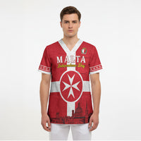 Personalized Malta Independence Day Scrub Top Maltese Cross Heritage Pride