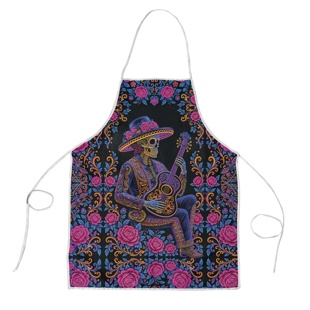Mexico Dia de los Muertos Apron Catrina Skeleton Playing Guitar