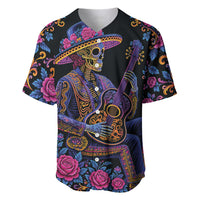 Mexico Dia de los Muertos Baseball Jersey Catrina Skeleton Playing Guitar