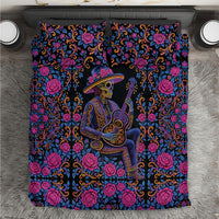 Mexico Dia de los Muertos Bedding Set Catrina Skeleton Playing Guitar
