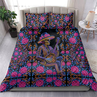 Mexico Dia de los Muertos Bedding Set Catrina Skeleton Playing Guitar