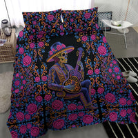 Mexico Dia de los Muertos Bedding Set Catrina Skeleton Playing Guitar