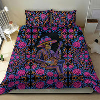 Mexico Dia de los Muertos Bedding Set Catrina Skeleton Playing Guitar