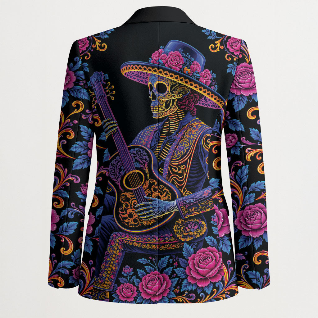 Mexico Dia de los Muertos Blazer Catrina Skeleton Playing Guitar
