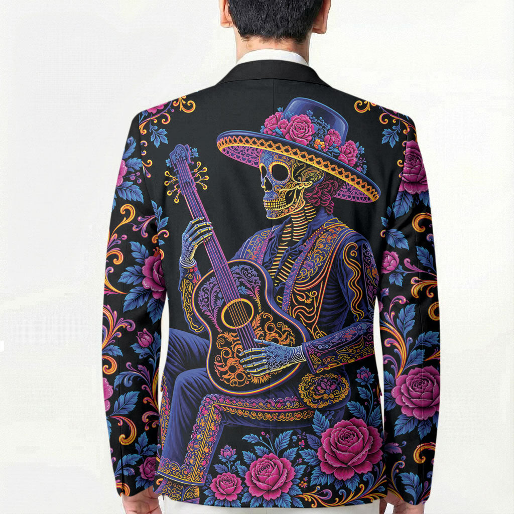 Mexico Dia de los Muertos Blazer Catrina Skeleton Playing Guitar