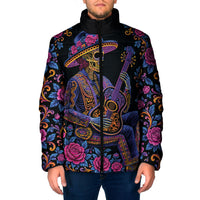 Mexico Dia de los Muertos Padded Jacket Catrina Skeleton Playing Guitar