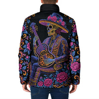 Mexico Dia de los Muertos Padded Jacket Catrina Skeleton Playing Guitar