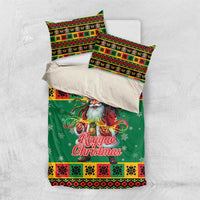 Jamaica Christmas Bedding Set Reggae Santa with Dreadlocks Design - Wonder Print Shop