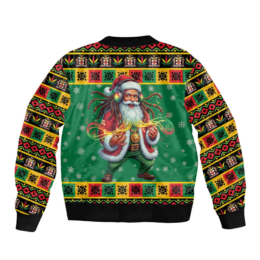 Jamaica Christmas Bomber Jacket Reggae Santa with Dreadlocks Design - Wonder Print Shop