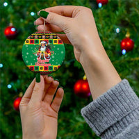 Jamaica Christmas Ceramic Ornament Reggae Santa with Dreadlocks Design - Wonder Print Shop
