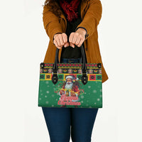 Jamaica Christmas Leather Bag Reggae Santa with Dreadlocks Design - Wonder Print Shop