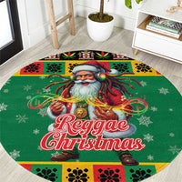 Jamaica Christmas Round Carpet Reggae Santa with Dreadlocks Design - Wonder Print Shop
