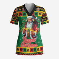 Jamaica Christmas Scrub Top Reggae Santa with Dreadlocks Design - Wonder Print Shop