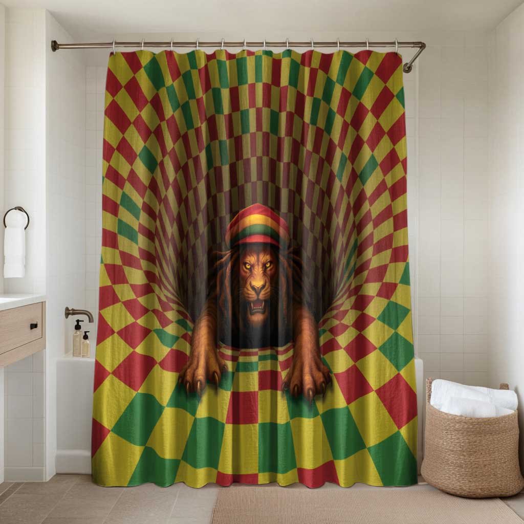 Jamaica Reggae Lion Bathroom Set Reggae Optical 3D Illusion - Wonder Print Shop